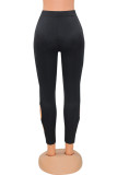 Fashion Casual Solid Hollowed Out Skinny High Waist Pencil Trousers