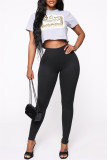 Casual Sportswear Solid Patchwork Basic Skinny High Waist Pencil Trousers