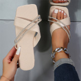 Fashion Casual Patchwork Rhinestone Square Comfortable Out Door Shoes