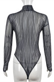 Sexy Casual Print See-through Turtleneck Skinny Bodysuits