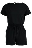 Fashion Casual Solid Basic O Neck Regular Rompers