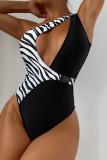 Sexy Patchwork Print Hollowed Out Backless Swimwears (With Paddings)