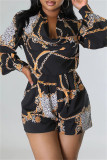 Casual Print Patchwork O Neck Regular Long Sleeves Romper