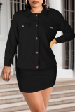 Casual Solid Buttons Turndown Collar Long Sleeve Two Pieces