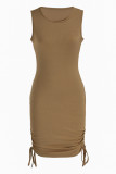 Sexy Casual Solid Bandage O Neck Vest Dress