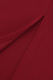 Casual Solid Patchwork With Belt Turndown Collar One Step Skirt Dresses