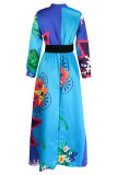 Fashion Casual Not Positioning Printed Patchwork O Neck Long Dress