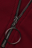 Fashion Casual Solid Patchwork Slit Zipper V Neck Tops