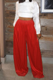 Casual Solid Patchwork High Waist Straight Solid Color Bottoms