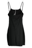 Fashion Sexy Plus Size Patchwork Hot Drilling See-through Backless Spaghetti Strap Sleeveless Dress