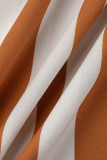 Fashion Casual Striped Print Basic V Neck Long Sleeve Dresses