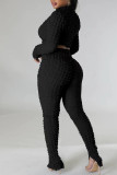 Casual Solid Patchwork Turtleneck Long Sleeve Two Pieces