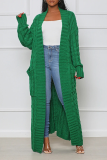 Street Solid Patchwork Cardigan Collar Outerwear