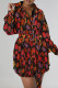 Casual Print Patchwork Turndown Collar Long Sleeve Dresses