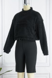 Casual Solid Patchwork Turtleneck Long Sleeve Two Pieces