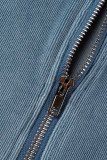 Sexy Solid Patchwork Zipper V Neck Regular Rompers