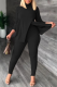 Casual Solid Patchwork Half A Turtleneck Long Sleeve Two Pieces