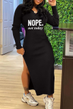 Street Print Slit V Neck Pencil Skirt Dresses