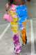 Street Camouflage Print Letter Boot Cut Mid Waist Speaker Full Print Bottoms
