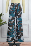 Casual Camouflage Print Patchwork Regular Mid Waist Trousers