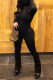 Street Solid Patchwork Turtleneck Skinny Jumpsuits