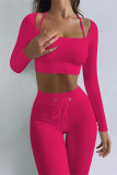 Casual Sportswear Solid Patchwork Turndown Collar Long Sleeve Two Pieces