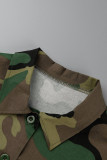 Casual Camouflage Print Cardigan Turndown Collar Outerwear