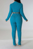 Street Solid Patchwork Turtleneck Long Sleeve Two Pieces
