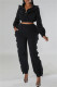Casual Solid Patchwork Zipper Collar Long Sleeve Two Pieces