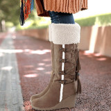 Fashion Casual Patchwork Strap Design Keep Warm Boots