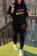 Street Print Patchwork Hooded Collar Long Sleeve Two Pieces