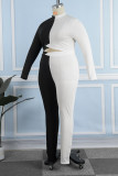 Sexy Solid Patchwork Half A Turtleneck Plus Size Two Pieces