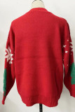 Casual Christmas Tree Patchwork O Neck Tops
