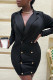 Casual Solid Patchwork Backless Turn-back Collar Long Sleeve Dresses
