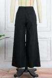 Street Solid Patchwork Straight High Waist Solid Color Bottoms