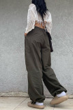 Casual Street Solid Patchwork Pocket Loose Low Waist Wide Leg Solid Color Bottoms