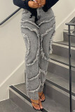 Casual Street Solid Make Old Patchwork High Waist Denim Jeans