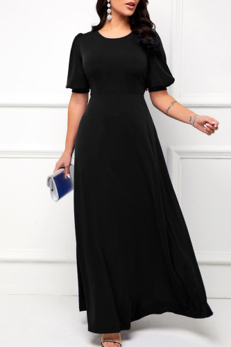 Casual Solid Patchwork O Neck Long Dress Dresses