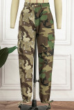 Casual Street Print Camouflage Print Patchwork High Waist Straight Patchwork Bottoms