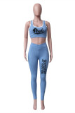 Sexy Sportswear Letter Print Vests Pants U Neck Sleeveless Two Pieces