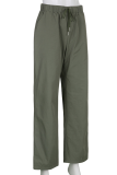 Casual Solid Draw String Harlan Mid Waist Harlan Solid Color Bottoms