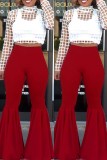 Casual Solid Patchwork Regular High Waist Conventional Solid Color Bottoms
