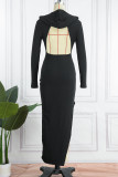 Street Print Slit V Neck Pencil Skirt Dresses