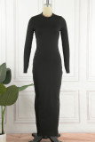 Casual Solid Backless Half A Turtleneck Long Sleeve Dresses