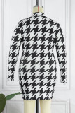 Casual Print Patchwork Zipper Collar Long Sleeve Plus Size Dresses
