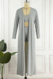 Casual Solid Patchwork O Neck Long Sleeve Three-piece Set