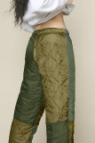 Casual Solid Patchwork High Waist Straight Patchwork Bottoms