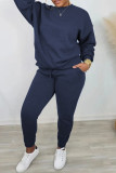 Casual Solid Patchwork Basic O Neck Long Sleeve Two Pieces