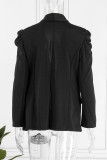 Casual Solid Patchwork Turn-back Collar Outerwear