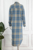 Casual Plaid Patchwork Patchwork Turndown Collar Outerwear